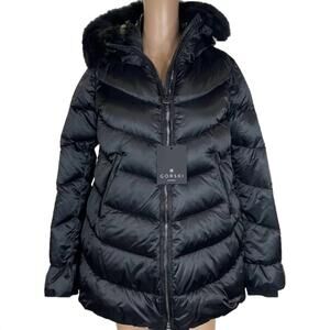 NEW GORSKI women’s après-ski jacket with detachable shearling hood in black